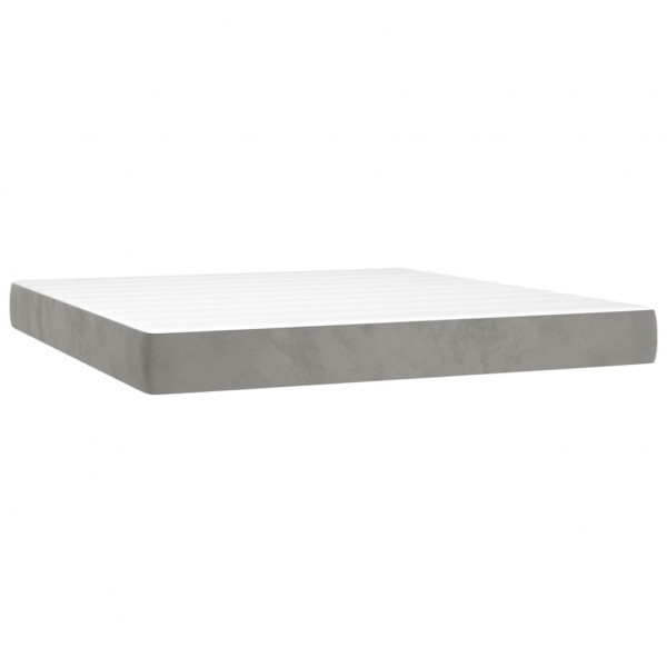Cama box spring con colchón terciopelo gris claro 180x200 cm M 5