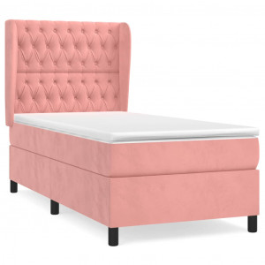 Cama box spring con colchón terciopelo rosa 90x190 cm H