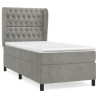 Cama box spring con colchón terciopelo gris claro 90x190 cm 2
