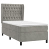 Cama box spring con colchón terciopelo gris claro 90x190 cm 3