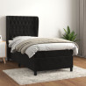 Cama com molas/colchão 90x200 cm veludo preto 1