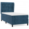 Cama box spring con colchón terciopelo azul oscuro 90x200 cm 2