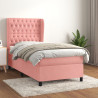 Cama com molas/colchão 90x200 cm veludo rosa 1