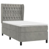 Cama box spring con colchón terciopelo gris claro 100x200 cm 3