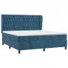 Cama com molas/colchão 160x200 cm veludo azul-escuro 3