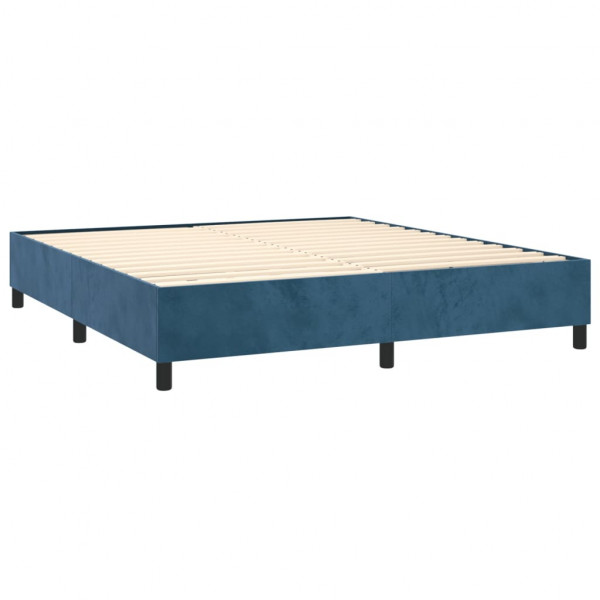 Cama box spring con colchón terciopelo azul oscuro 160x200 cm M 4