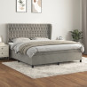 Cama box spring con colchón terciopelo gris claro 180x200 cm 1