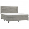 Cama box spring con colchón terciopelo gris claro 180x200 cm 3