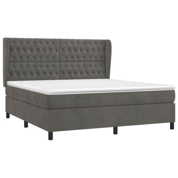 Cama com molas/colchão 180x200 cm veludo cinzento-escuro M 3