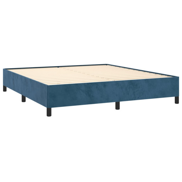 Cama com molas/colchão 180x200 cm veludo azul-escuro M 4