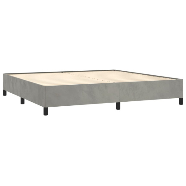 Cama box spring con colchón terciopelo gris claro 200x200 cm M 3
