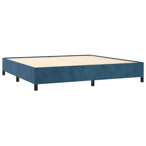 Cama box spring con colchón terciopelo azul oscuro 200x200 cm M 4