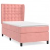 Cama box spring con colchón terciopelo rosa 90x190 cm 2
