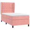 Cama box spring con colchón terciopelo rosa 90x190 cm 3