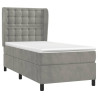 Cama com molas/colchão 90x200 cm veludo cinza-claro 3