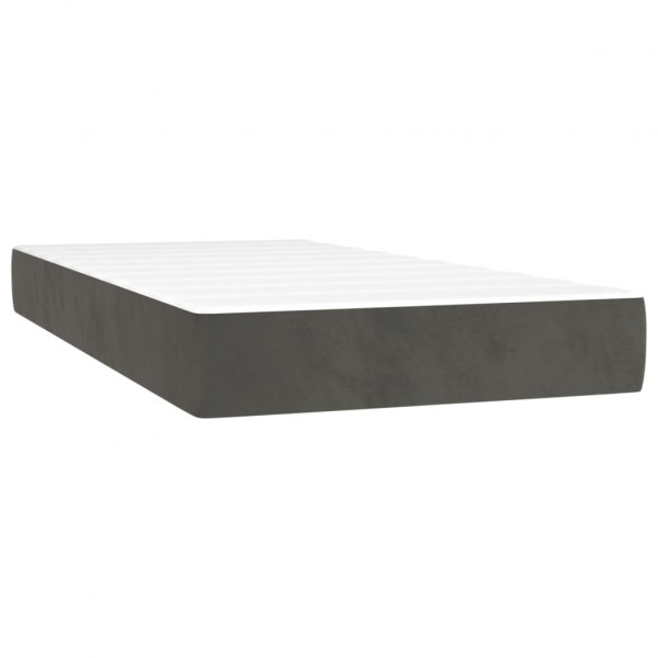 Cama com molas/colchão 100x200 cm veludo cinza-escuro M 5