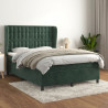 Cama com molas/colchão 140x190 cm veludo verde-escuro 1