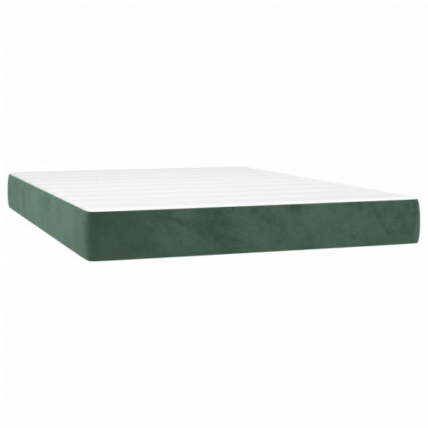 Cama box spring con colchón terciopelo verde oscuro 140x190 cm M 5