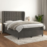 Cama com molas/colchão 140x200 cm veludo cinzento-escuro 1
