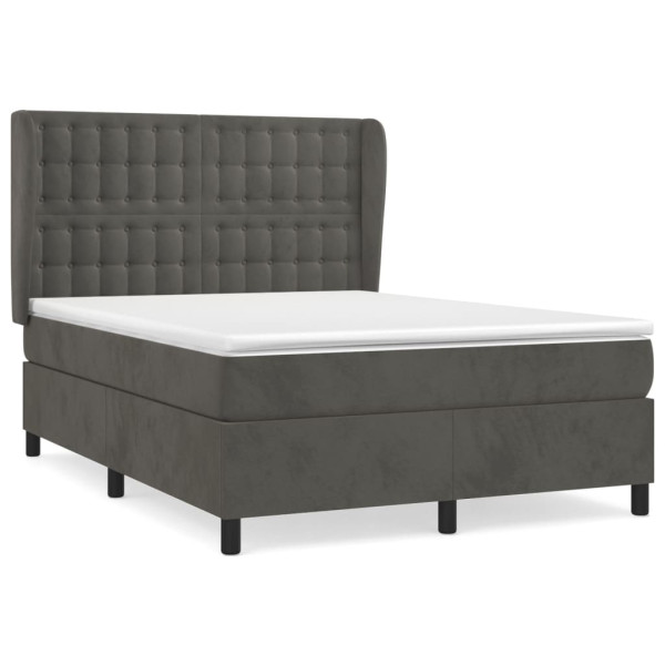 Cama box spring con colchón terciopelo gris oscuro 140x200 cm M 2