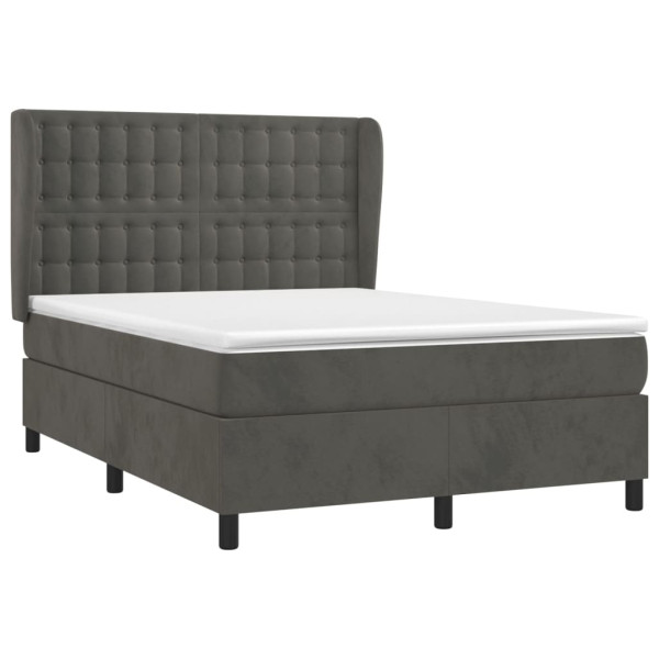 Cama box spring con colchón terciopelo gris oscuro 140x200 cm M 3