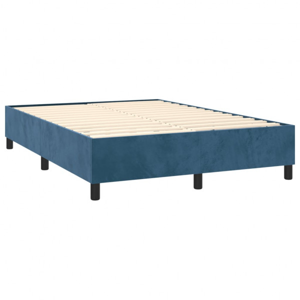 Cama com molas/colchão 140x200 cm veludo azul-escuro M 4