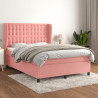 Cama com molas/colchão 140x200 cm veludo rosa 1