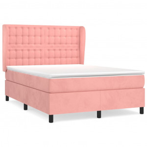 Cama box spring con colchón terciopelo rosa 140x200 cm H