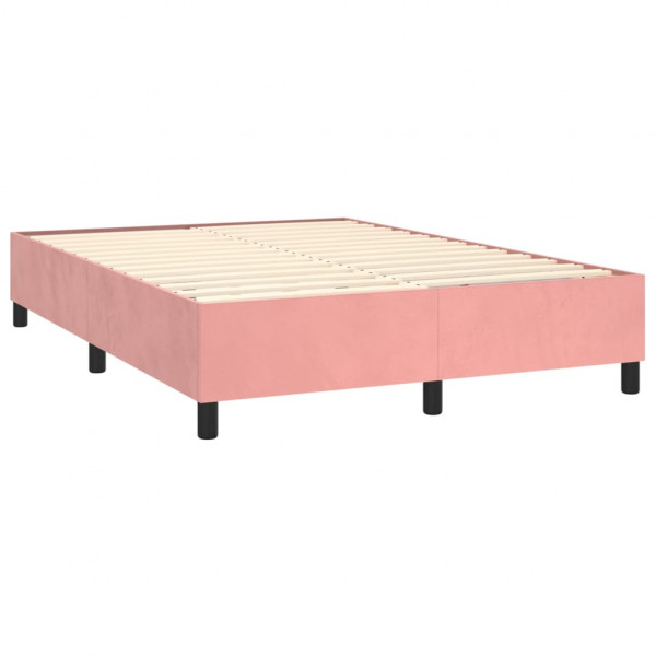 Cama com molas/colchão 140x200 cm veludo rosa M 4