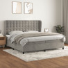 Cama com molas/colchão 200x200 cm veludo cinzento-claro 1