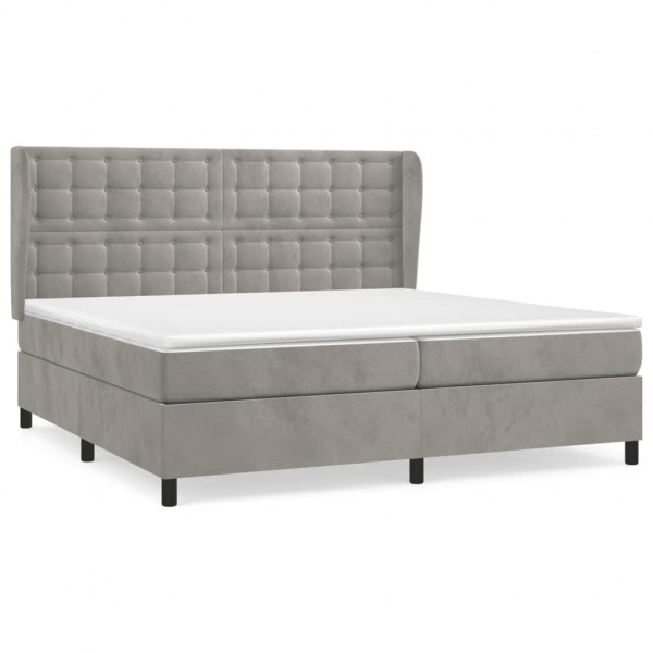 Cama com molas/colchão 200x200 cm veludo cinzento-claro M 2
