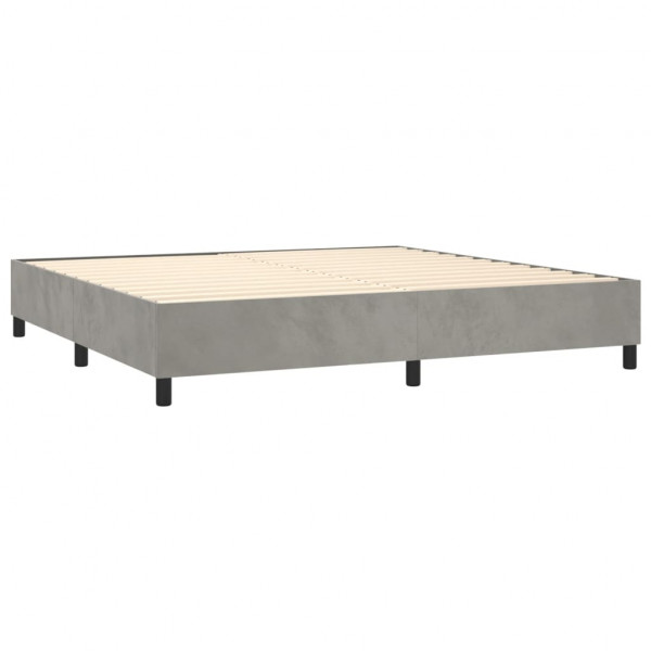 Cama box spring con colchón terciopelo gris claro 200x200 cm M 4