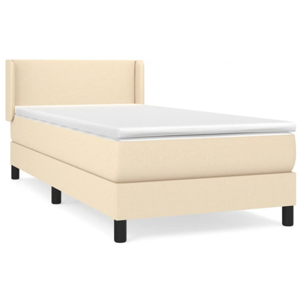 Cama box spring con colchón tela color crema 80x200 cm M 2