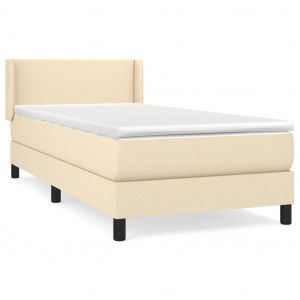 Cama box spring con colchón tela color crema 100x200 cm H
