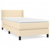 Cama box spring con colchón tela color crema 100x200 cm 2