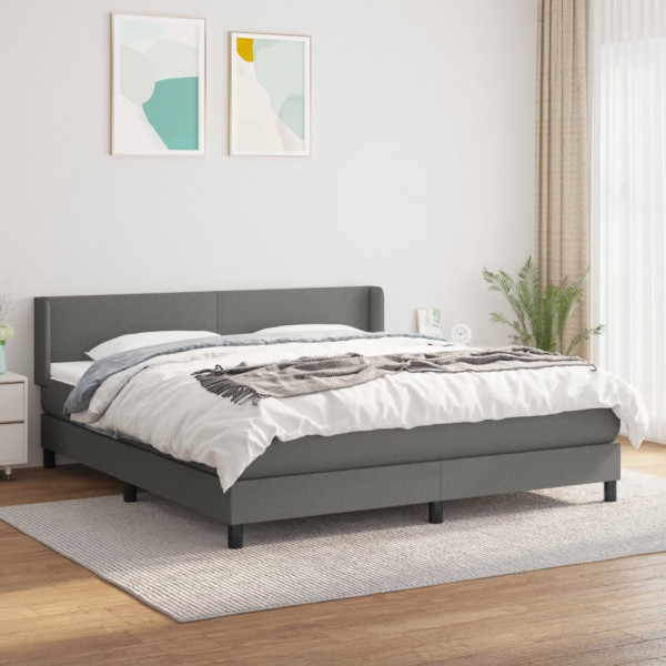 Cama box spring con colchón tela gris oscuro 160x200 cm D