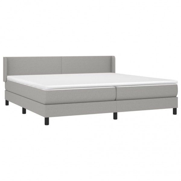 Cama box spring con colchón tela gris claro 200x200 cm M 3