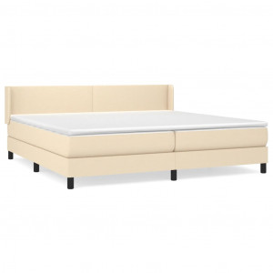Cama box spring con colchón tela color crema 200x200 cm H