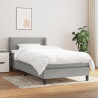 Cama box spring con colchón tela gris claro 100x200 cm 1