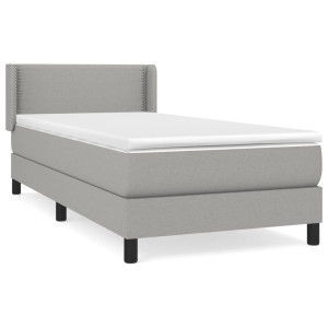 Cama box spring con colchón tela gris claro 100x200 cm H