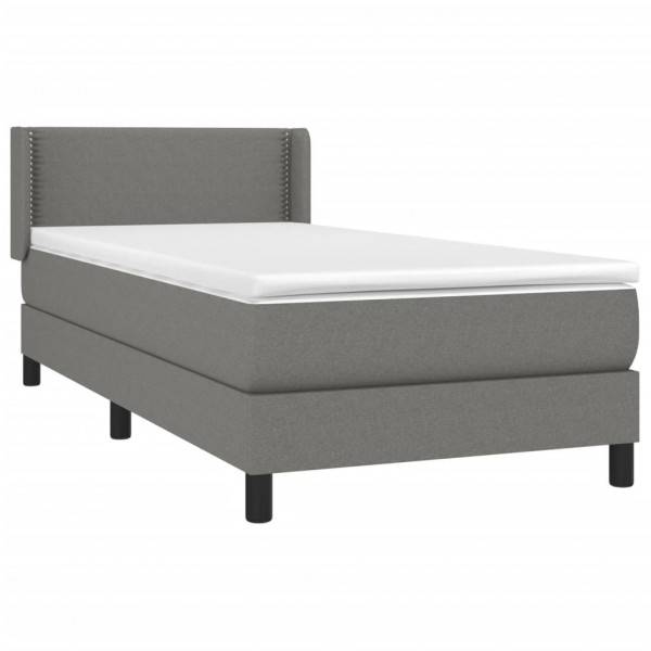 Cama com molas/colchão 100x200 cm tecido cinza-escuro M 3