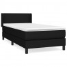 Cama box spring con colchón tela negro 100x200 cm 2
