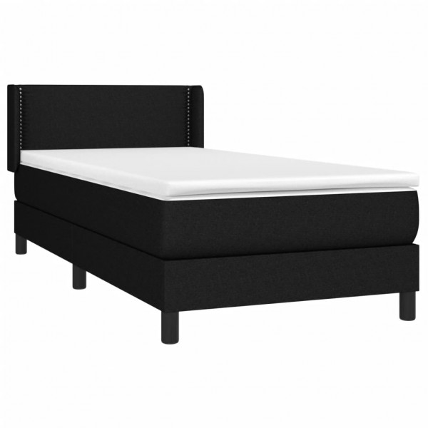 Cama box spring con colchón tela negro 100x200 cm M 3