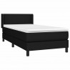Cama box spring con colchón tela negro 100x200 cm 3