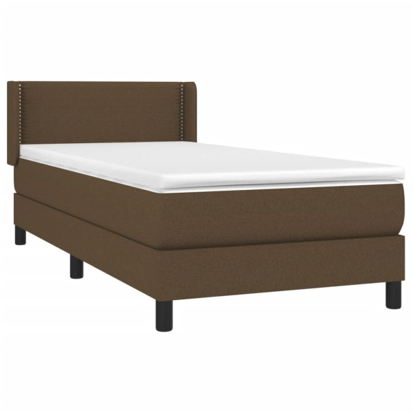 Cama box spring con colchón tela marrón oscuro 100x200 cm M 3
