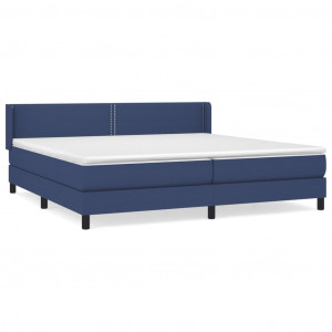 Cama box spring con colchón tela azul 200x200 cm H