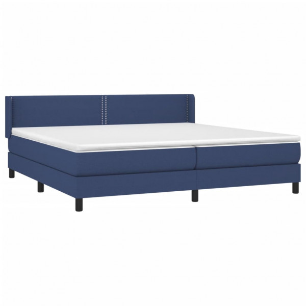 Cama com molas/colchão 200x200 cm tecido azul M 3