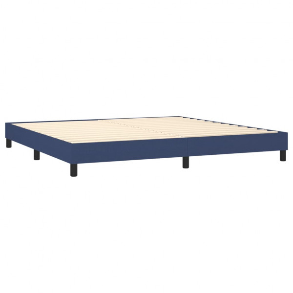 Cama box spring con colchón tela azul 200x200 cm M 4