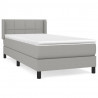 Cama box spring con colchón tela gris claro 80x200 cm 2