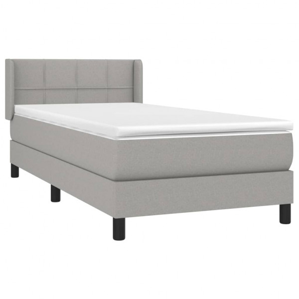 Cama box spring con colchón tela gris claro 80x200 cm M 3